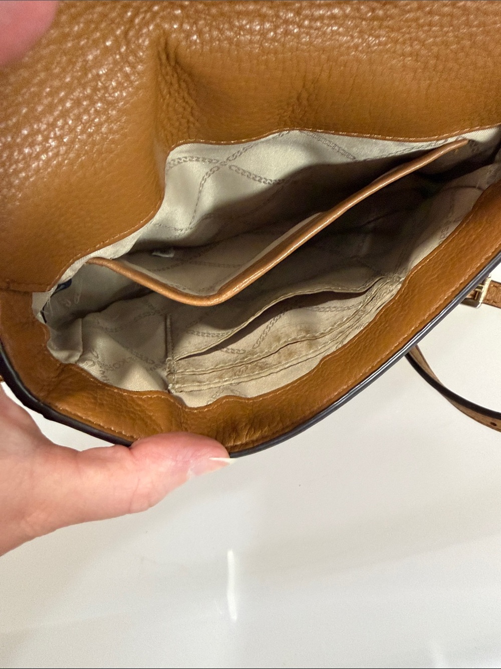 Michael Kors Tan & Dark Brown MK Logo Crossbody - Picture 7 of 7